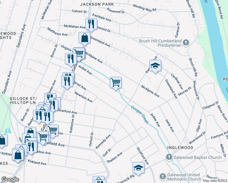 map of restaurants, bars, coffee shops, grocery stores, and more near 1223 Sunnymeade Drive in Nashville