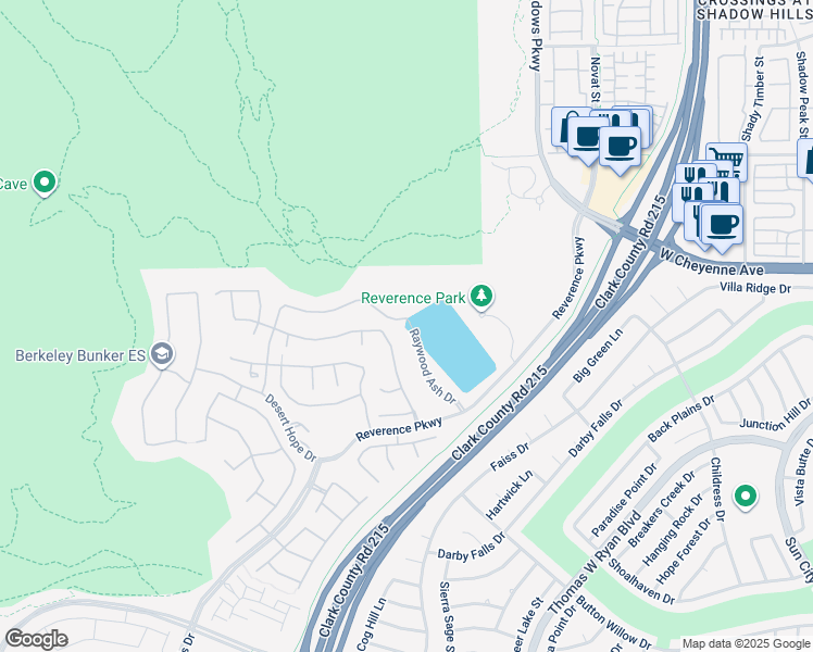 map of restaurants, bars, coffee shops, grocery stores, and more near 3041 Raywood Ash Drive in Las Vegas