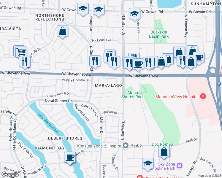 map of restaurants, bars, coffee shops, grocery stores, and more near 3125 North Buffalo Drive in Las Vegas