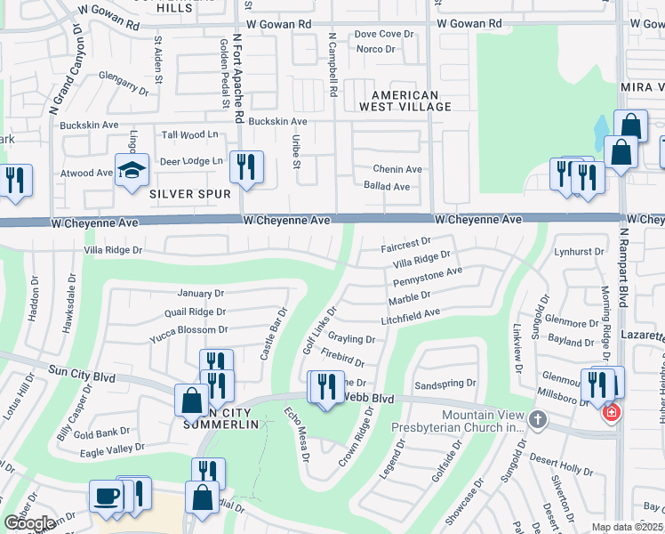 map of restaurants, bars, coffee shops, grocery stores, and more near 3021 Golf Links Drive in Las Vegas