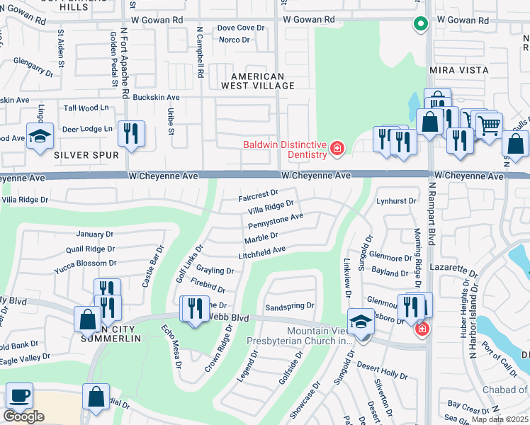map of restaurants, bars, coffee shops, grocery stores, and more near 8913 Pennystone Avenue in Las Vegas