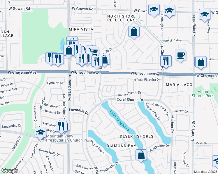 map of restaurants, bars, coffee shops, grocery stores, and more near 3152 Capetown Way in Las Vegas