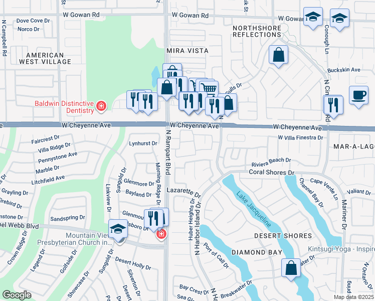 map of restaurants, bars, coffee shops, grocery stores, and more near in Las Vegas