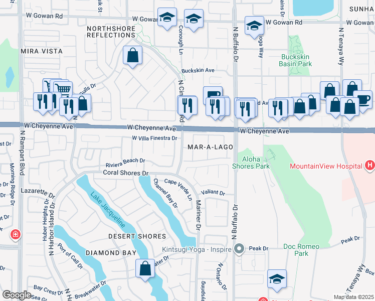 map of restaurants, bars, coffee shops, grocery stores, and more near 3150 North Soft Breezes Drive in Las Vegas