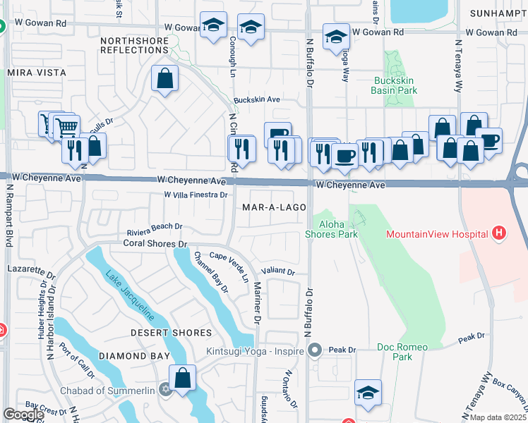map of restaurants, bars, coffee shops, grocery stores, and more near 3150 North Soft Breezes Drive in Las Vegas