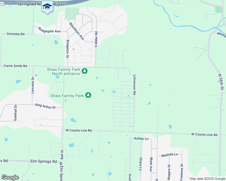 map of restaurants, bars, coffee shops, grocery stores, and more near 8131 South Downum Road in Springdale