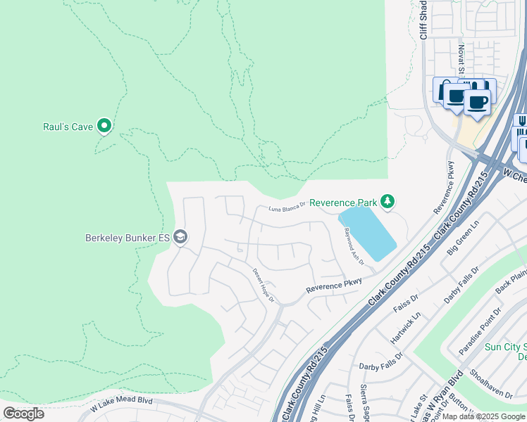 map of restaurants, bars, coffee shops, grocery stores, and more near 11181 Luna Blanca Drive in Las Vegas