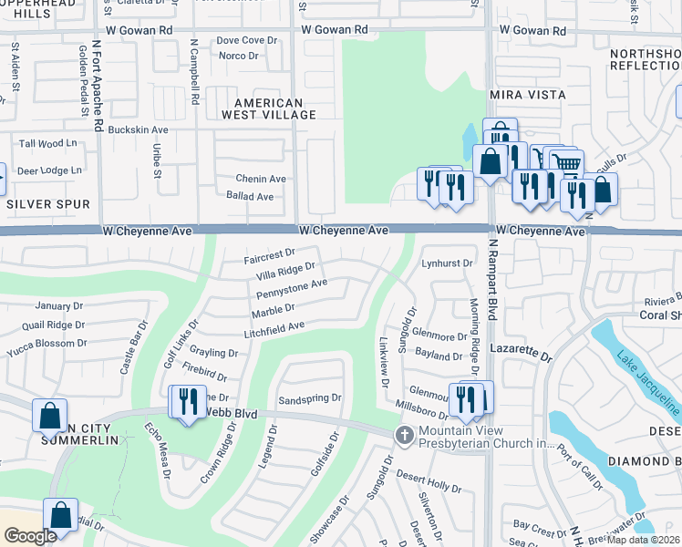 map of restaurants, bars, coffee shops, grocery stores, and more near 3100 Goodnews Court in Las Vegas
