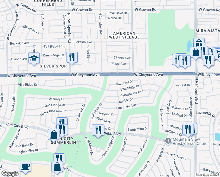 map of restaurants, bars, coffee shops, grocery stores, and more near 3049 Wonderview Drive in Las Vegas