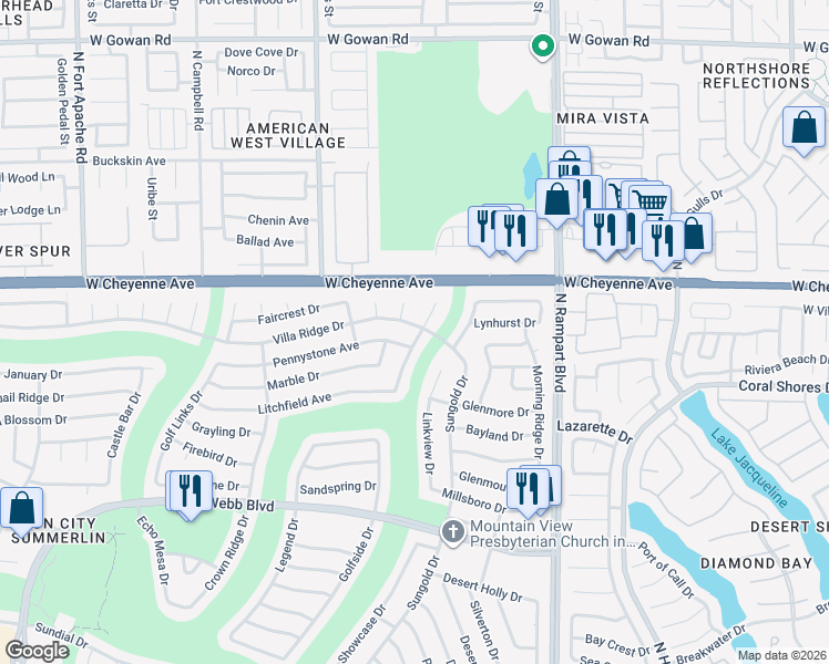 map of restaurants, bars, coffee shops, grocery stores, and more near 3105 Hidden Treasure Drive in Las Vegas