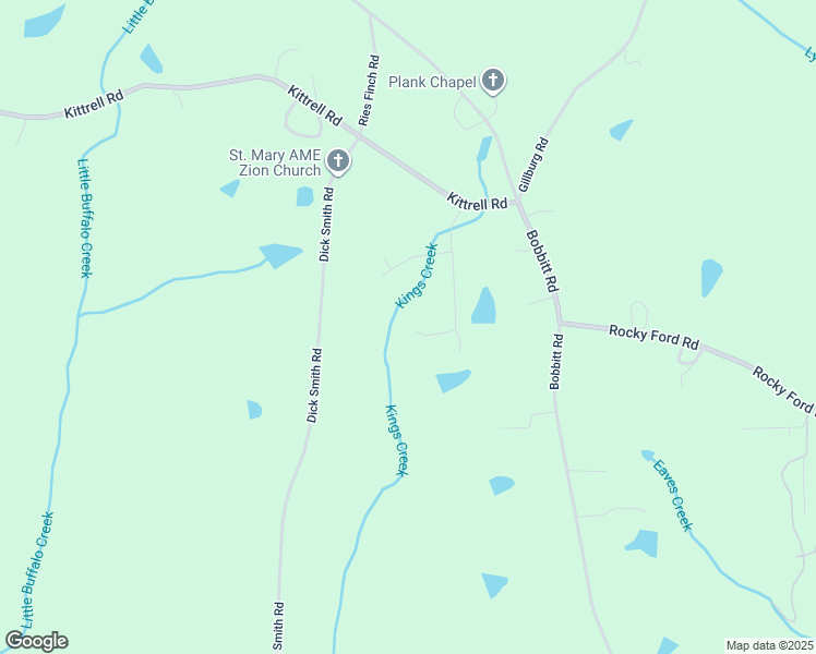 map of restaurants, bars, coffee shops, grocery stores, and more near 162 Black Horse Lane in Kittrell