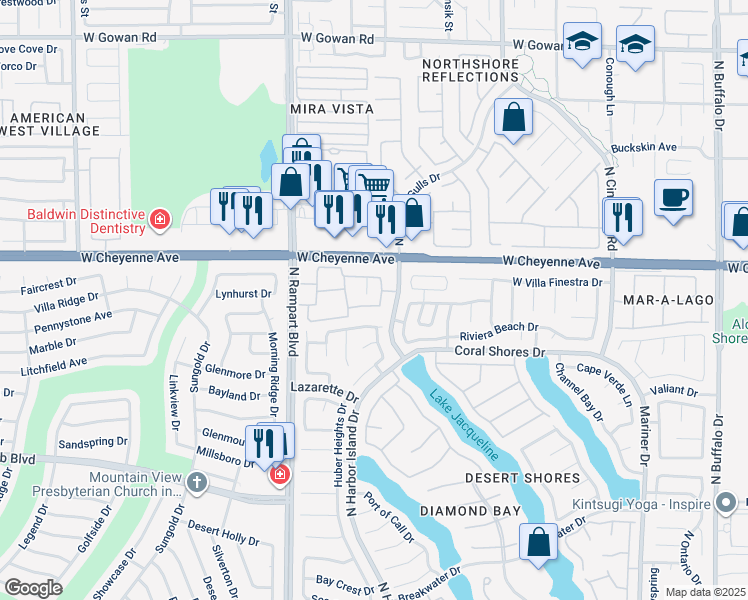 map of restaurants, bars, coffee shops, grocery stores, and more near 3151 North Soaring Gulls Drive in Las Vegas
