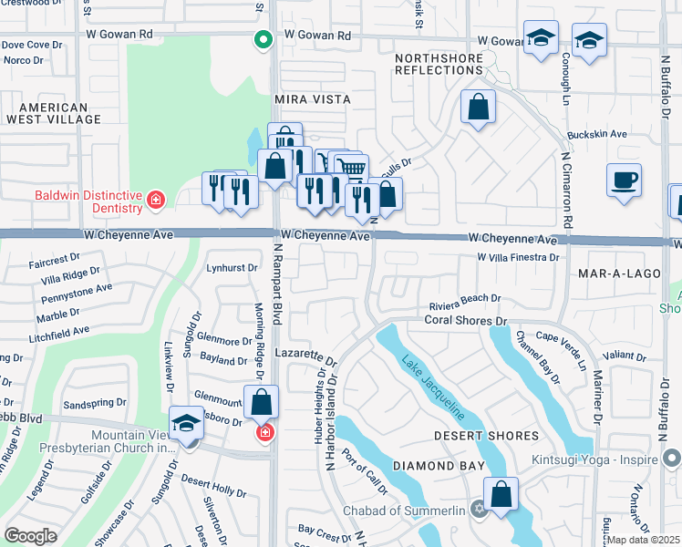 map of restaurants, bars, coffee shops, grocery stores, and more near 3151 North Soaring Gulls Drive in Las Vegas