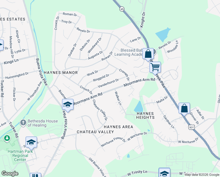 map of restaurants, bars, coffee shops, grocery stores, and more near 713 Vanderhorst Drive in Nashville