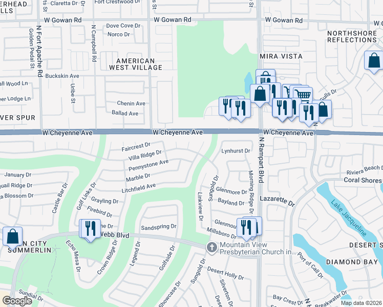 map of restaurants, bars, coffee shops, grocery stores, and more near 3105 Hidden Treasure Drive in Las Vegas