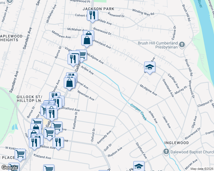 map of restaurants, bars, coffee shops, grocery stores, and more near 1213 Ardee Avenue in Nashville