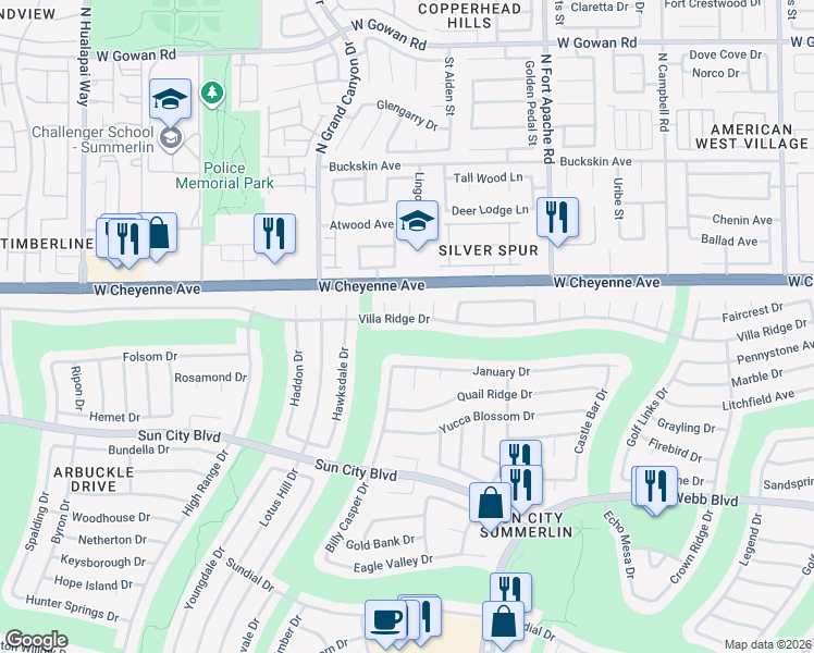 map of restaurants, bars, coffee shops, grocery stores, and more near 3100 Bangor Court in Las Vegas