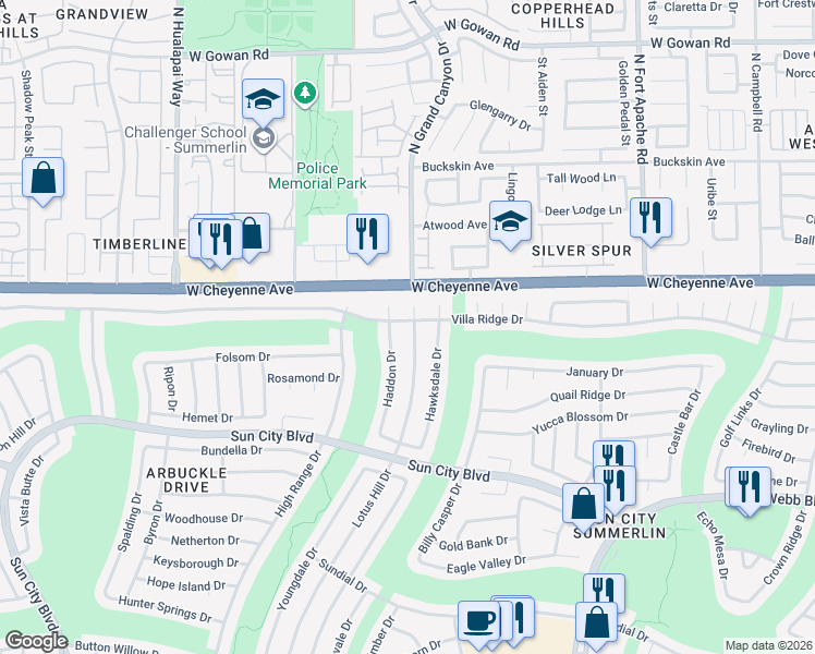 map of restaurants, bars, coffee shops, grocery stores, and more near 3037 Lotus Hill Drive in Las Vegas
