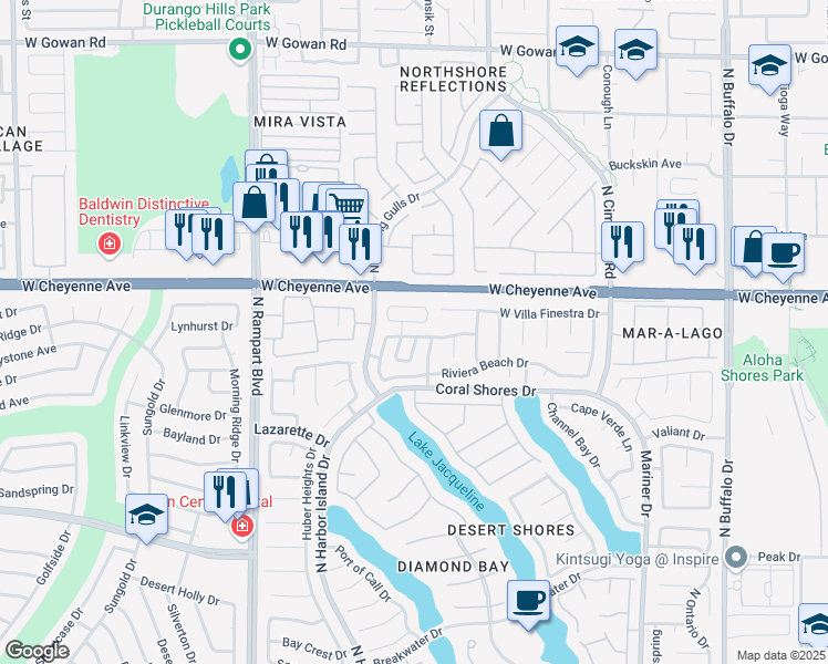 map of restaurants, bars, coffee shops, grocery stores, and more near 8212 Neptune Beach Avenue in Las Vegas