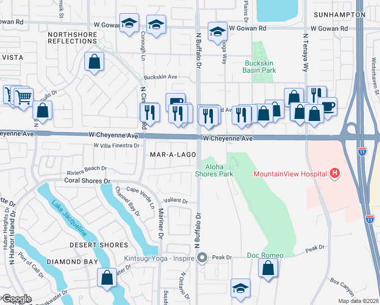 map of restaurants, bars, coffee shops, grocery stores, and more near 3125 North Buffalo Drive in Las Vegas