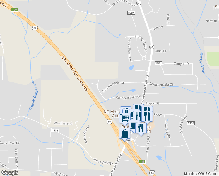 map of restaurants, bars, coffee shops, grocery stores, and more near 796 Sommerdale Court in Rural Hall