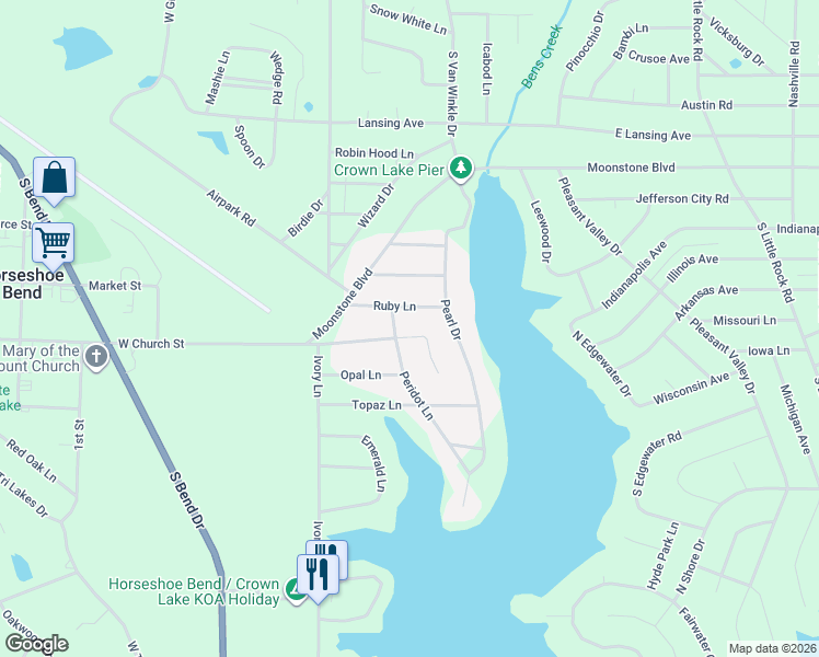 map of restaurants, bars, coffee shops, grocery stores, and more near in Horseshoe Bend