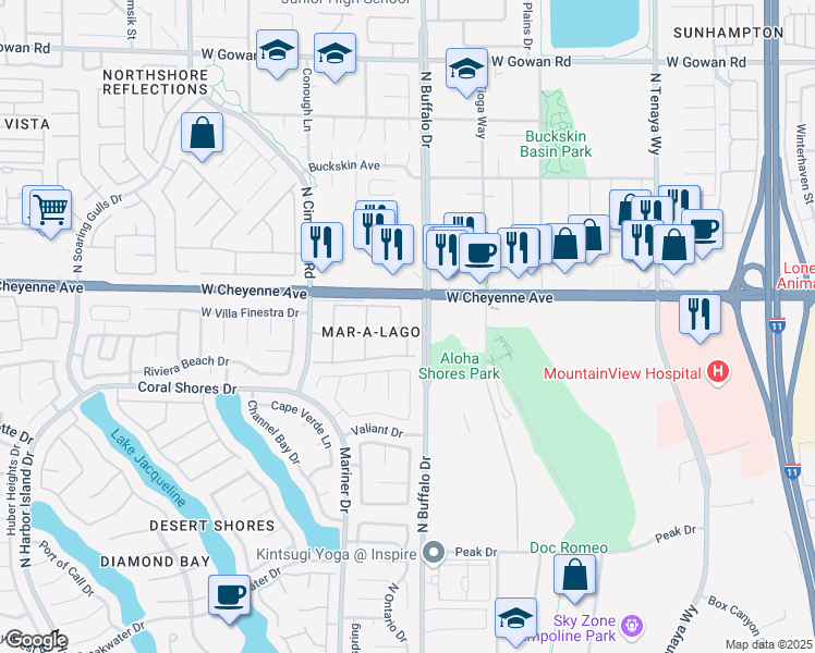map of restaurants, bars, coffee shops, grocery stores, and more near 3125 North Buffalo Drive in Las Vegas