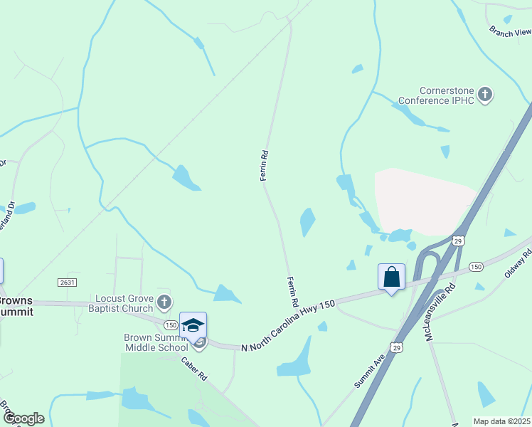 map of restaurants, bars, coffee shops, grocery stores, and more near 7741 Ferrin Road in Browns Summit