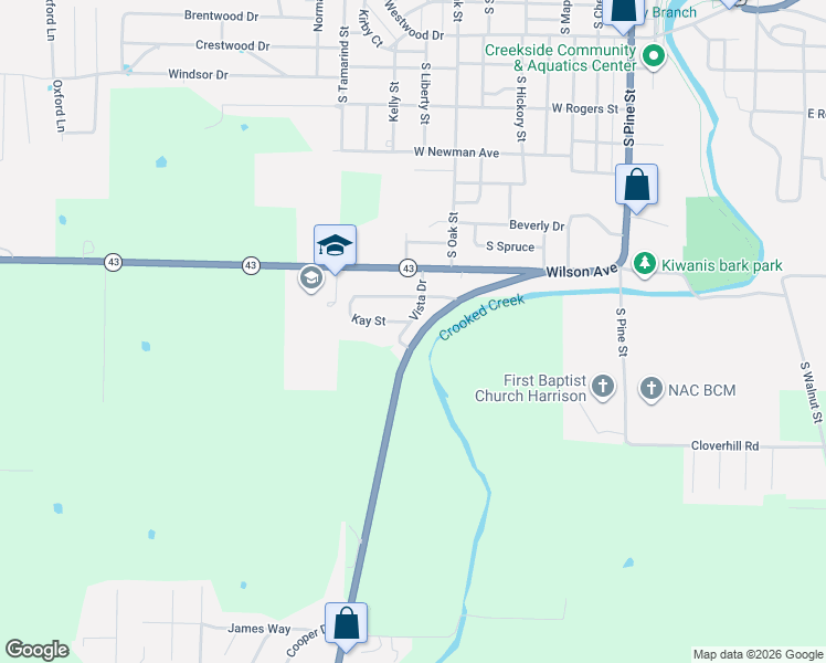 map of restaurants, bars, coffee shops, grocery stores, and more near 1008 Kay Street in Harrison