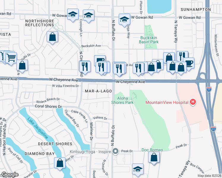 map of restaurants, bars, coffee shops, grocery stores, and more near 3125 North Buffalo Drive in Las Vegas