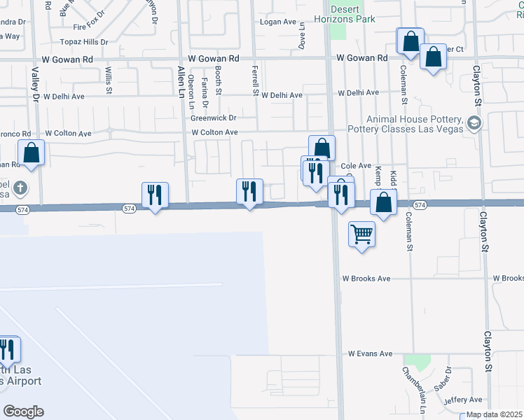 map of restaurants, bars, coffee shops, grocery stores, and more near 3355 West Cheyenne Avenue in North Las Vegas
