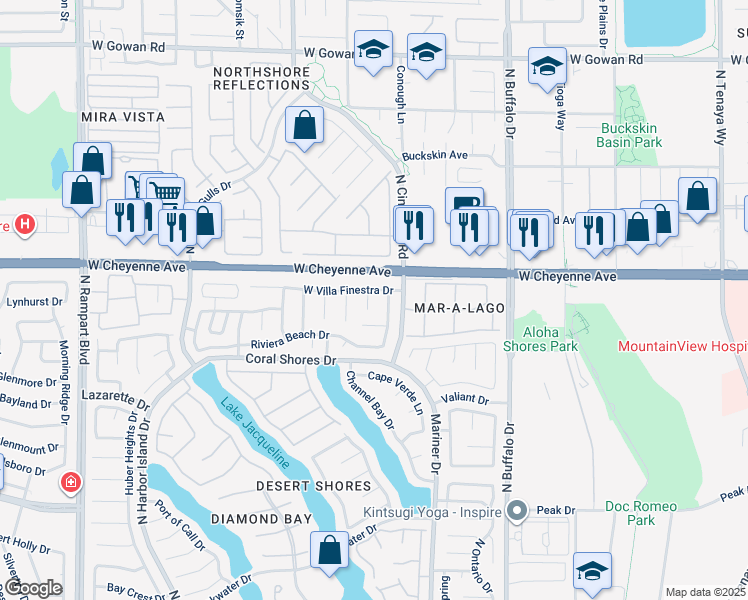 map of restaurants, bars, coffee shops, grocery stores, and more near 3116 Serrano Court in Las Vegas