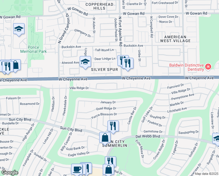 map of restaurants, bars, coffee shops, grocery stores, and more near 9320 Villa Ridge Drive in Las Vegas