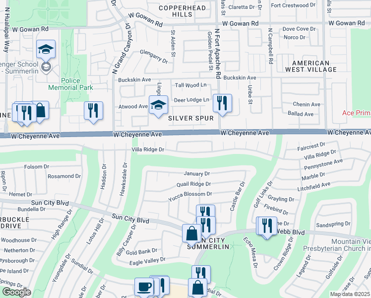 map of restaurants, bars, coffee shops, grocery stores, and more near 9352 Villa Ridge Drive in Las Vegas