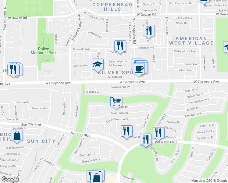 map of restaurants, bars, coffee shops, grocery stores, and more near 9352 Villa Ridge Drive in Las Vegas