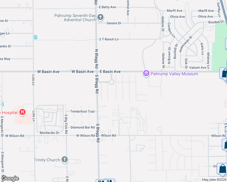 map of restaurants, bars, coffee shops, grocery stores, and more near 150 Spruce Lane in Pahrump