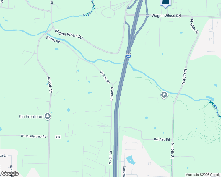 map of restaurants, bars, coffee shops, grocery stores, and more near 3640 North 48th Street in Springdale