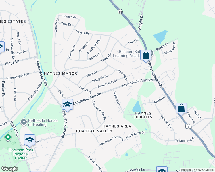 map of restaurants, bars, coffee shops, grocery stores, and more near 713 Vanderhorst Dr in Nashville