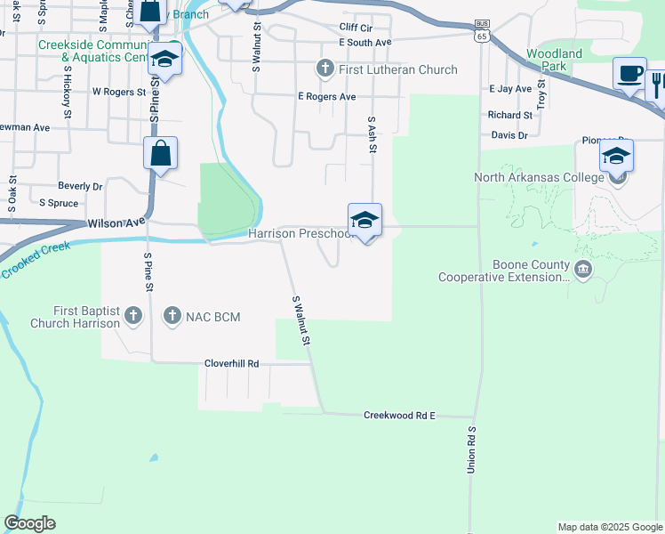 map of restaurants, bars, coffee shops, grocery stores, and more near 1005 Pearl Street in Harrison