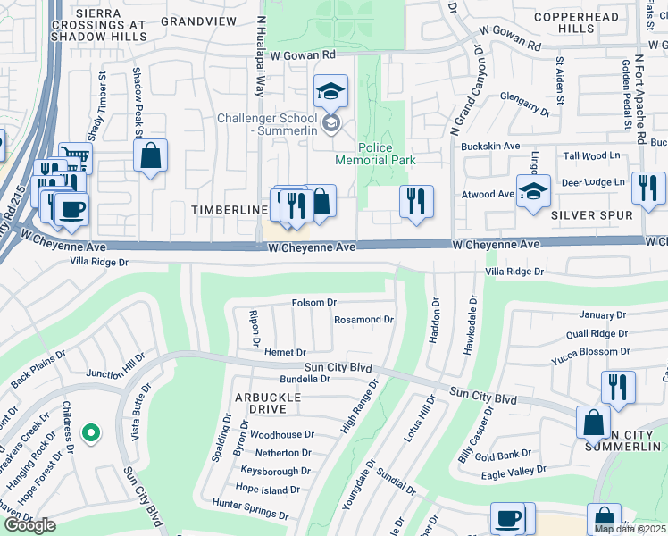 map of restaurants, bars, coffee shops, grocery stores, and more near 9917 Villa Ridge Drive in Las Vegas