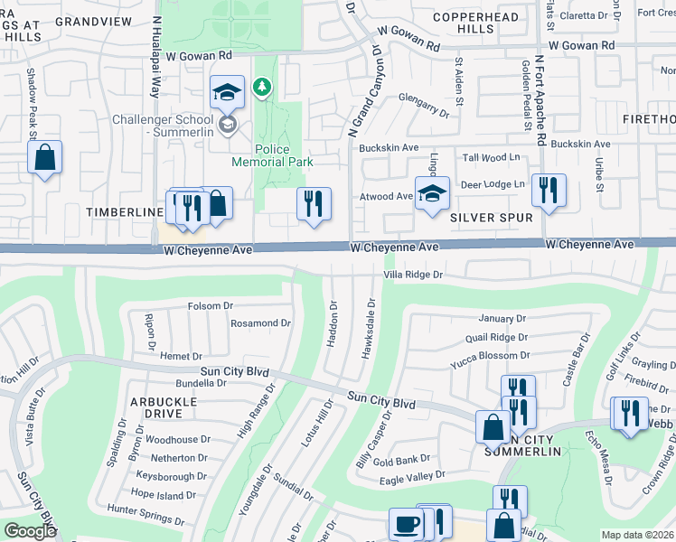 map of restaurants, bars, coffee shops, grocery stores, and more near 3100 Haddon Drive in Las Vegas