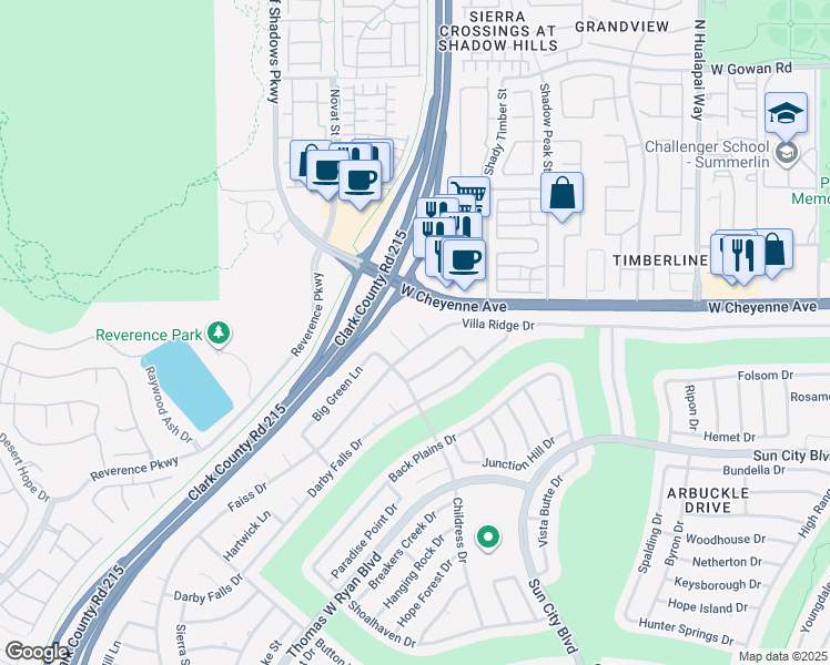 map of restaurants, bars, coffee shops, grocery stores, and more near 10505 Linden Wood Court in Las Vegas