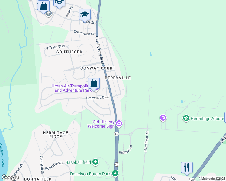 map of restaurants, bars, coffee shops, grocery stores, and more near 4328 Old Hickory Boulevard in Nashville