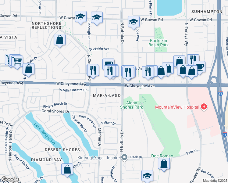 map of restaurants, bars, coffee shops, grocery stores, and more near 3125 North Buffalo Drive in Las Vegas