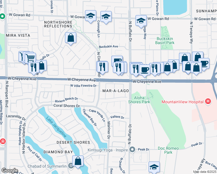 map of restaurants, bars, coffee shops, grocery stores, and more near 3150 North Soft Breezes Drive in Las Vegas