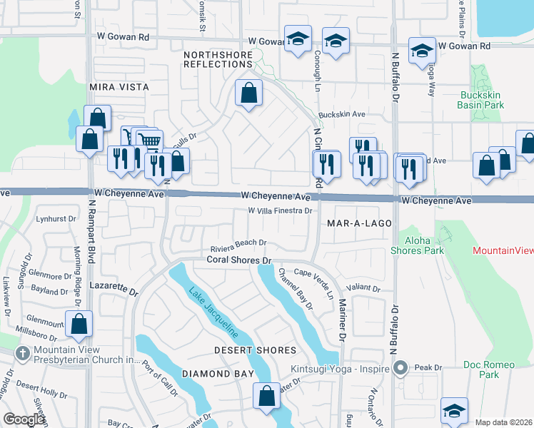 map of restaurants, bars, coffee shops, grocery stores, and more near 3124 Firenze Court in Las Vegas