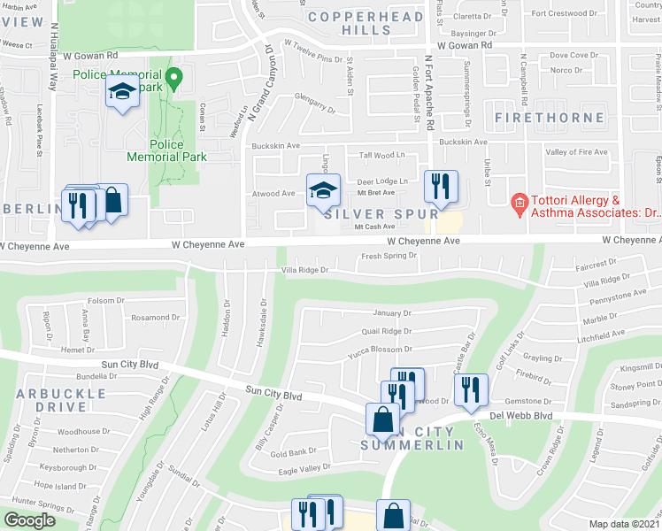 map of restaurants, bars, coffee shops, grocery stores, and more near 3101 Hayden Court in Las Vegas