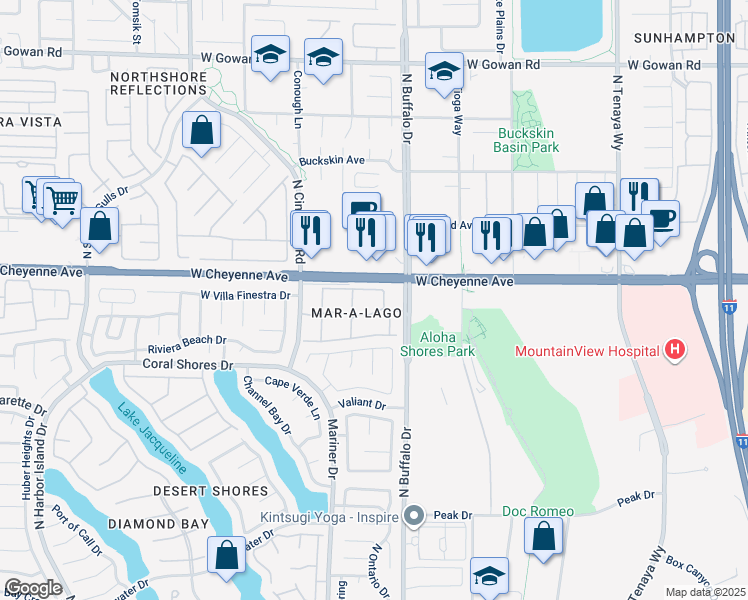 map of restaurants, bars, coffee shops, grocery stores, and more near 3125 North Buffalo Drive in Las Vegas