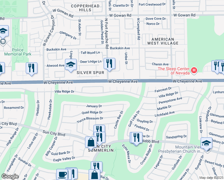map of restaurants, bars, coffee shops, grocery stores, and more near 3100 Gladstone Court in Las Vegas