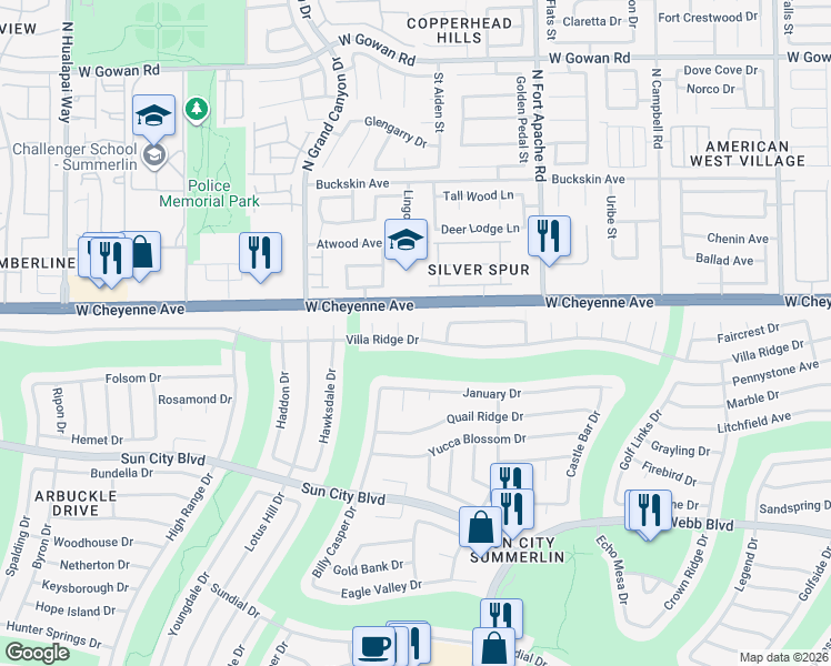 map of restaurants, bars, coffee shops, grocery stores, and more near 3101 Hayden Court in Las Vegas